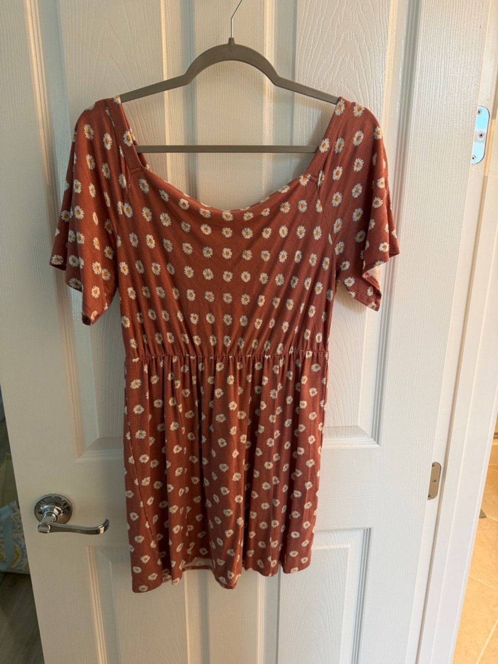 O'Neill Rust Floral Scoop-Neck Mini Dress